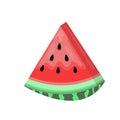 Juicy slice of ripe watermelon with seeds.